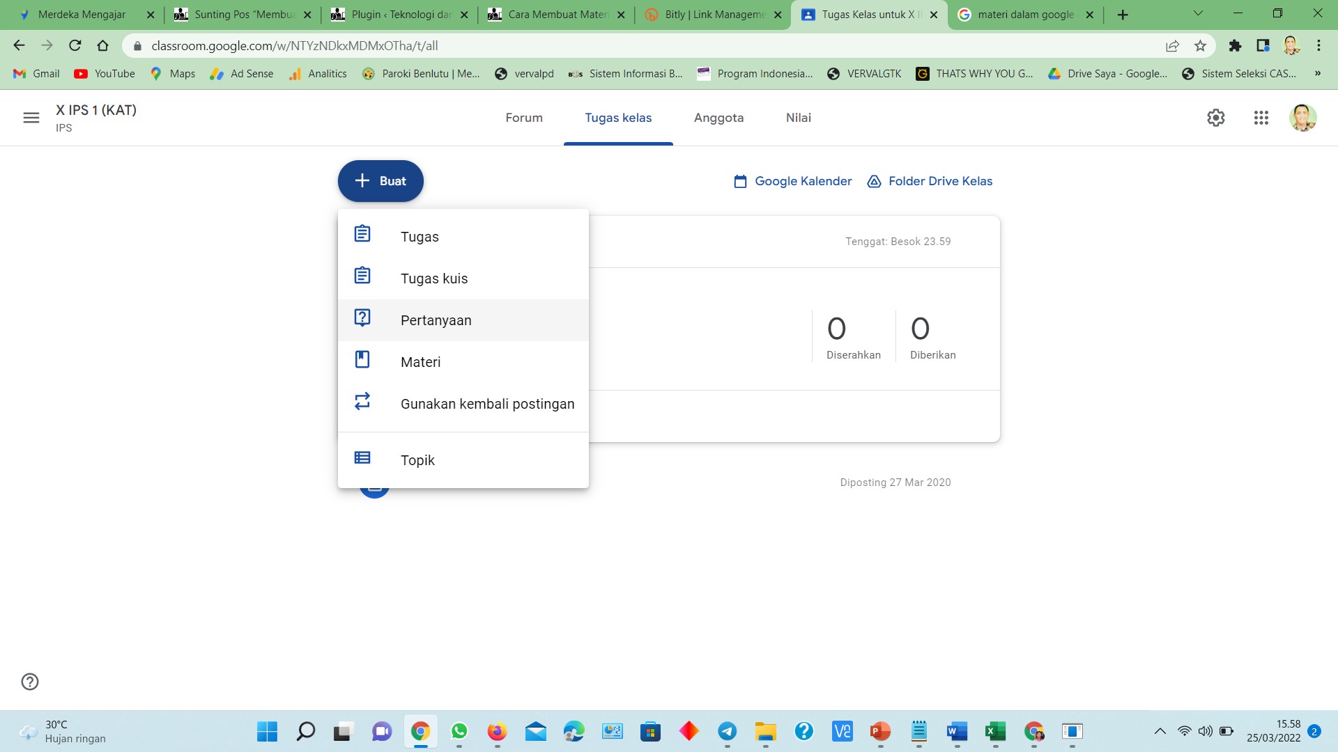 Membuat Tes Otomatis Menggukan Quiz Dalam Google Classroom